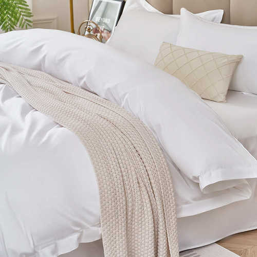 批发加密布件套被套床单五星级四酒店宿民白色草床上用品贡缎酒店 - 图3