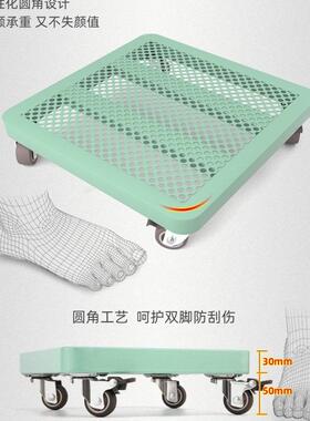 F9669988动移托盘铁艺带轮承重冰箱鱼滚缸花盆托架子万向轮座底轮