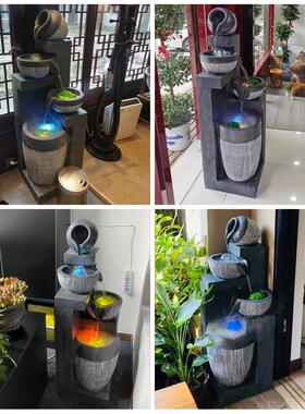 风车流水摆件循环水客厅装饰品大件落地招财加湿器高端开 业风水