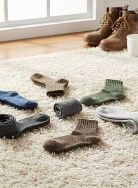 U 58526 Men's Winter Plush Crew Socks 士保暖毛圈袜