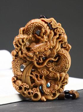 崖柏木雕刻461牌大龙牌车挂件车内挂饰车后视镜汽车吊坠装饰用品