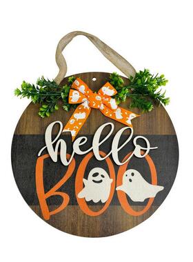J 79602 Wooden Ghost Door Ornament 木质幽灵门牌挂件跨境