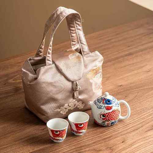 鑫祥龙纳福茶壶泡茶户外露营一壶二杯高档便携式旅行茶具套装 - 图1