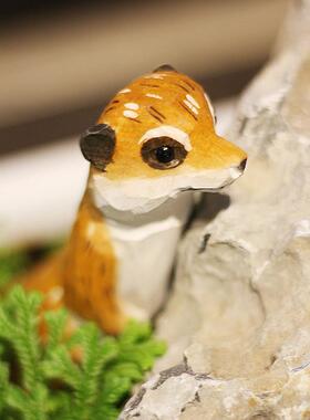 鹿妖商店 狐獴 纯手工木雕 猫鼬 实木动物摆件 北欧风 创意摆件