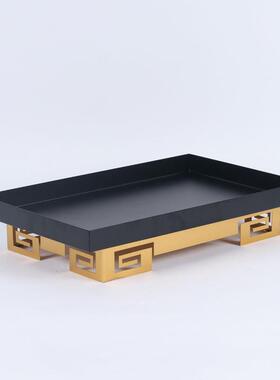 现代新中式金属提篮摆设托盘铁艺摆件样板房间客厅茶几提盒装饰品