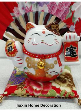 创意中小招财猫猪摆件布垫加铃家居摆设坐垫工艺品布艺红垫子饰品