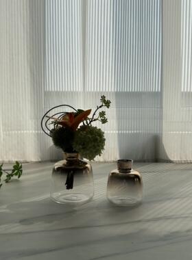 热销镀金银灰渐变小玻璃花瓶 鲜花仿真花迷你小清新花器桌花摆件