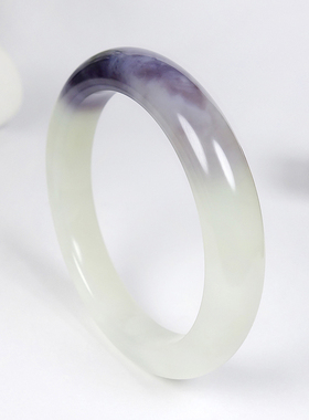 甄选特色紫罗兰【紫气东来】和田玉手镯 内径57mm重53.9克