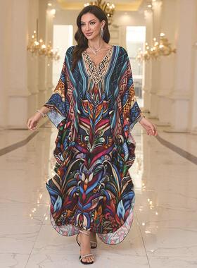 Women's Plus size Kaftan Dresses V-Neck Batwing Sleeve Beach