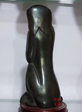 黑陶艺术品家居装饰品 欧式简约陶艺摆件 陶艺工艺品美少女 浴女