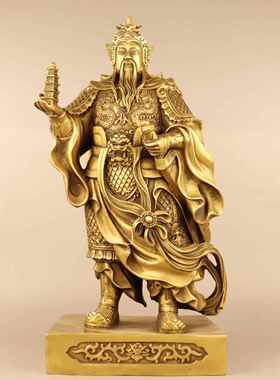 黄铜太乙道人像摆件杨戬女娲人物像摆件家居客厅装饰