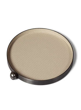 轻奢现代皮革圆形金属托盘客厅茶几收纳摆件酒店样板间售楼部摆设