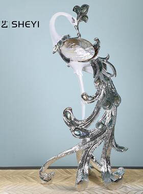 孔雀摆件酒柜玄关奢华现代简约艺术乔迁新房软装样板房结婚礼物