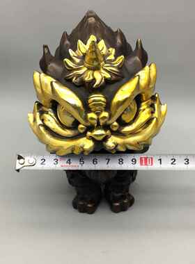 古玩铜器收藏铜鎏金下号仰天兽家居桌面摆件装饰老物件复古怀旧