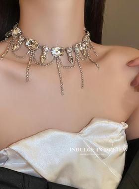 项链女轻奢小众秋冬高级设计感夸张水钻毛衣链颈链礼服辣妹配饰潮