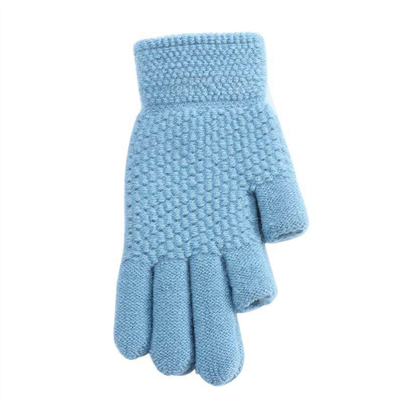 秋冬季保暖触屏手套男女韩版针织毛线加绒加厚漏二指学生半指手套,淘宝优惠券,粉丝福利购,淘宝优惠卷