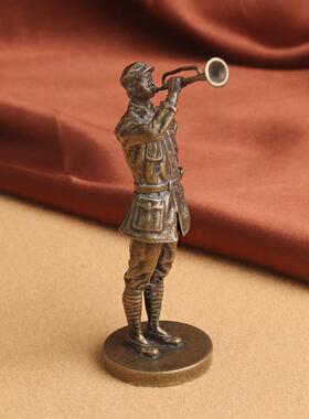 2026黄铜长征红军战士雕像摆件爱国题材八路军号手抗战纪念品铜像