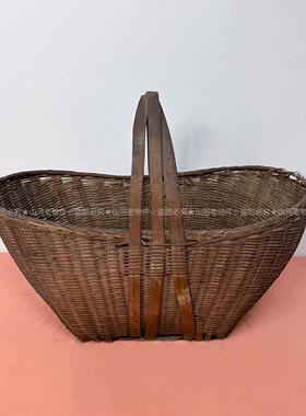 民俗老物件竹编篮子竹筐簸箕780年代提篮草帽中式覆古装饰摆饰