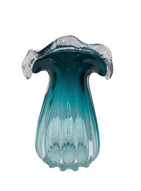 高端湖水蓝琉璃花瓶 轻奢高级感侘寂风玻璃艺术抽象花器摆件