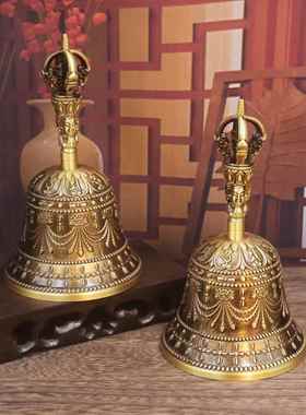 铜铃加厚金刚法器黄铜金刚杵铜铃铛手摇铃铛三清铃佛铃古玩摆件