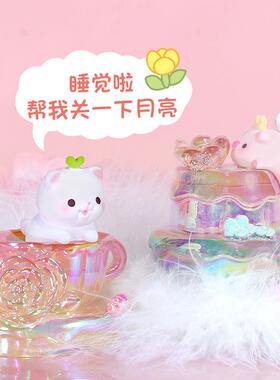 宝贝故事甜心晚安灯 可爱卡通蜜糖喵蜜糖猪摆件儿童小夜灯 量大谈