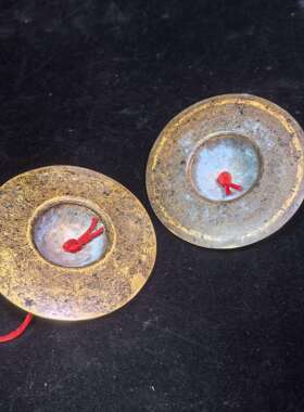 杂项仿古做旧八宝铜嚓碰铃手铃传统乐器便携式铜器宝鉴打击乐器摆