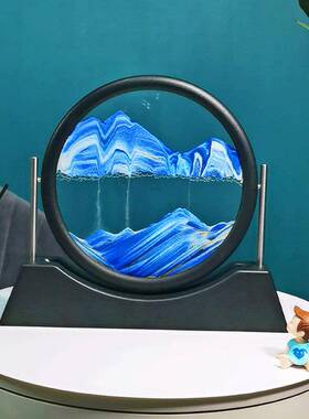 入户门玄关摆件柜子客厅高级感3d流沙画圆形玻璃沙漏一件创意礼品