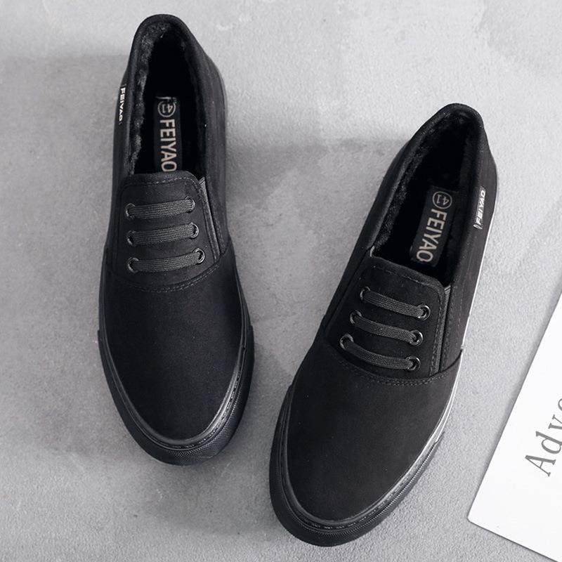 飞耀新品加绒冬季保暖棉鞋全黑色男鞋一脚蹬加厚加绒冬季韩懒人鞋,淘宝优惠券,粉丝福利购,淘宝优惠卷