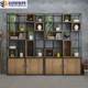 Office wrought iron partition storage rack American solid wood floor display rack Living room screen storage porch cabinet