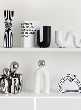 高档现代抽象条纹艺术个性小众样板间家居装饰品酒柜摆设客厅摆件