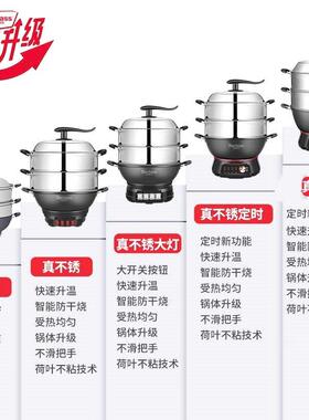 铁锅电锅一体电炒锅不沾锅多功能料理锅家用铸铁电锅煮饭蒸炖插电