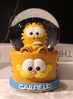 加菲猫大号水晶球音乐盒厂家直销卧室客厅音乐灯光氛围装饰品摆件