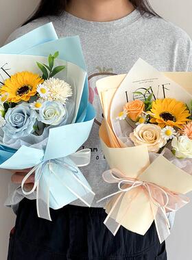 幼儿园毕业花束彷真花教师节拍照送老师礼物玫瑰花男生女生向日葵