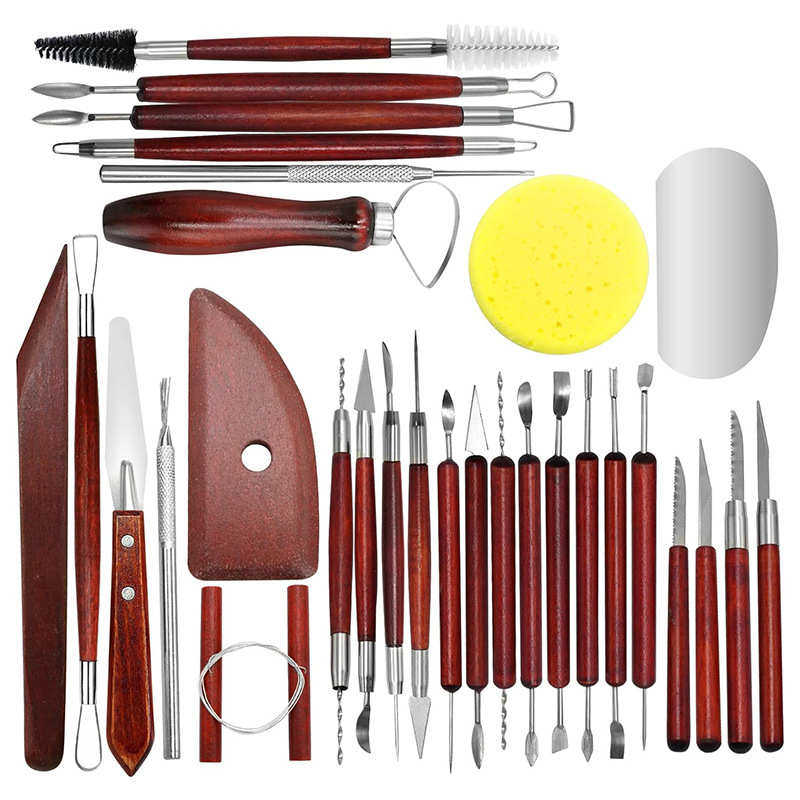 陶艺工具30件套装 软陶泥塑红色木杆雕刻刀细节针刮片割泥线,淘宝优惠券,粉丝福利购,淘宝优惠卷