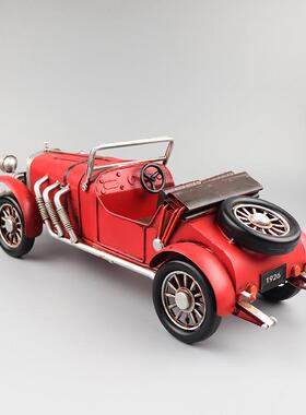 复古名爵MG敞篷跑车模型铁皮手工艺品怀旧酒吧橱窗柜收藏装饰摆件