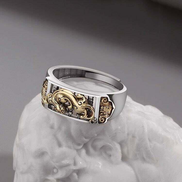 Good things from Kuodie recommend Pixiu ring for men to attract wealth, retro abacus pair ring, same style for men and women, domineering literary ring
