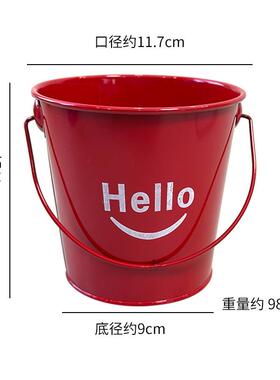 跨境Hello红色装饰手提桶创意笔筒桌面收纳桶多功能多肉花盆花器