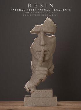 沉默是金抽象工艺品摆饰创意办公室客厅家居覆古雕塑艺术装饰摆设