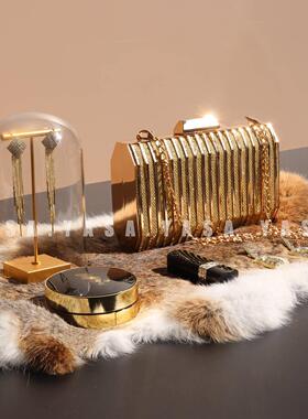 YASA【兔毛饰品组】样板间衣帽间主卧轻奢耳饰气垫手包摆件金色