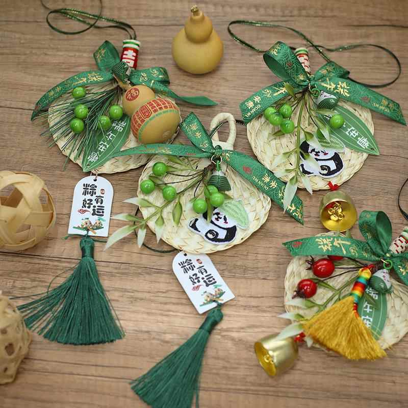 端午节新国风创意熊猫蒲扇小挂件车载居家客厅挂饰节日文创礼物品 - 图1