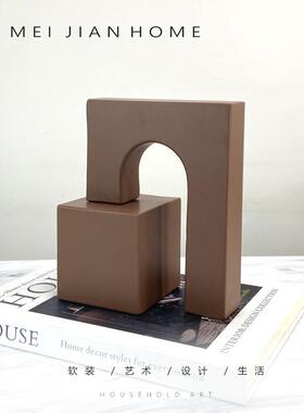 约NVW现摆设铁艺摆件面样板房拱门售楼处艺桌术代装饰品几何柜摆