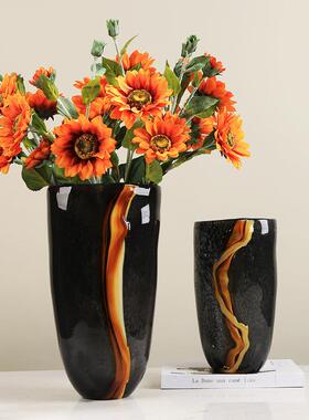 岩浆花瓶轻奢璃花瓶加厚水培花饰瓶美式样板房琉代装品客厅插花现