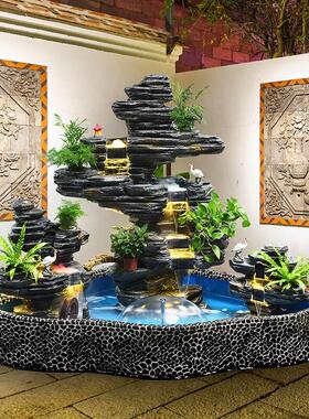 大型假山流水摆件造景喷泉水循环鱼池水景观花园阳台公司落地装饰