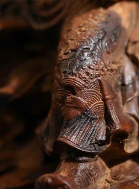 龙虎山直发财神赵公明真身雕像天然雷击木客厅家具店铺供奉摆件