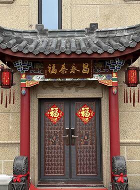 实木中式仿古屋檐门头定制古建凉亭长廊牌坊门楼牌匾斗拱雕花门窗