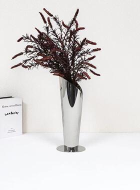 现代简约金属直筒花瓶假花摆件样板间家居客厅桌面饰品装饰铁艺