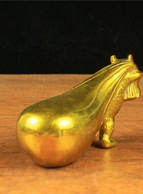 铜黄金袋鼠铜鼠背钱袋纯铜老鼠拉黄金袋家居工艺礼品摆饰桌面办公