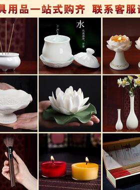 德化陶瓷彩绘立莲南海观音菩萨佛像摆件观世音菩萨站立像家用供奉