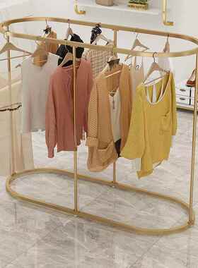服装店展示架圆形陈列架落地男女装店货架直播间童装店铁艺挂衣架