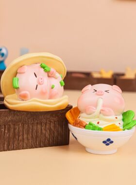 中华美食创卡通小猪可爱食玩摆件桌面装猪饰品树脂公仔手MW-101意